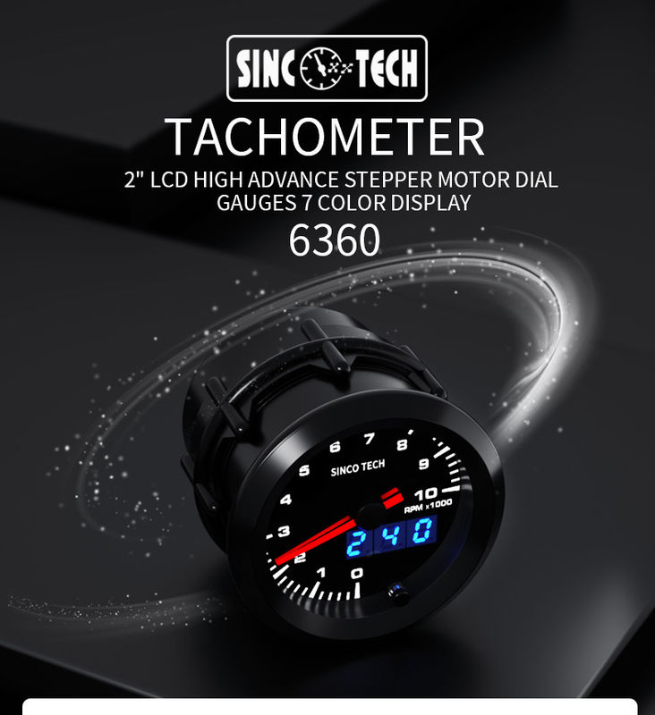 636 Sensor 2 Inch Digital Tachometer Gauge 1000rpm For 12V Vehicle